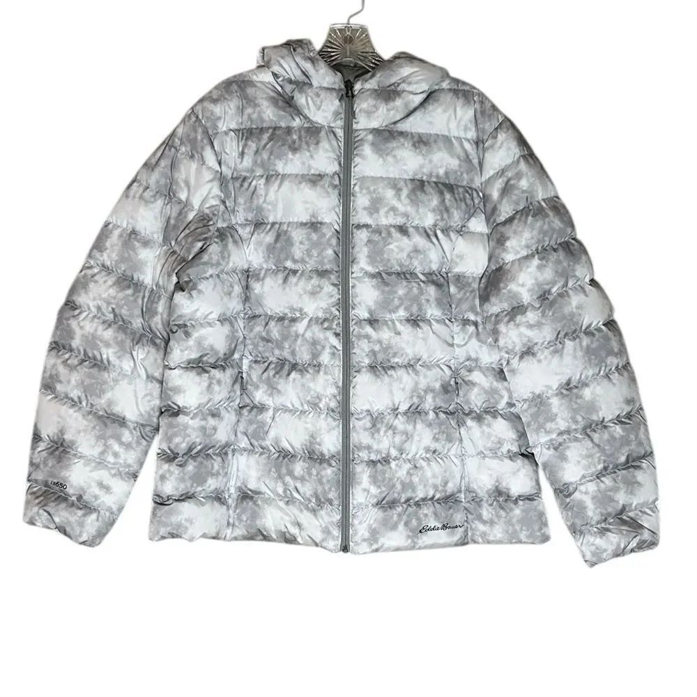 Eddie Bauer Gray And White Down Puffer Jacket